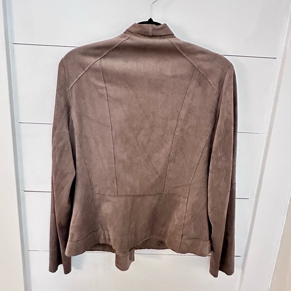 KUT FROM THE KLOTH M Moto mocha faux suede drape jacket shabby chic boho - Picture 3 of 14